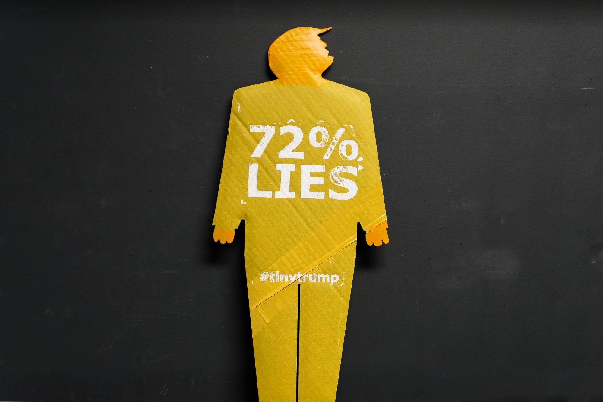 Same as previous image except the slogan is 72% Lies.